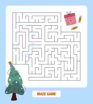 Maze Happy New Year. Puzzle for children. vector