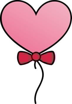 Heart shaped balloon with a bow tie vector