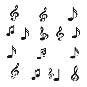 Music Notes Sign Set Colored Glitch Shape Treble png