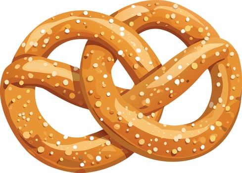 Delicious freshly baked pretzel sprinkled with salt crystals vector