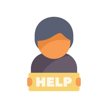 Person holding sign asking for help icon vector