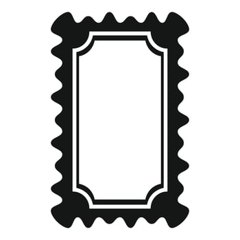 Black rectangular postage stamp with wavy edges and rounded corners vector