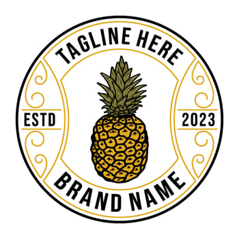 Pineapple logo. Engraving as a sweetener for the logo, with pineapple making the logo look fresh. suitable for beverage logos, vacation spots, swimming pools. vector
