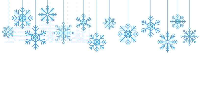 Snowflake seamless border. Simple hanging snowflake. Hanging snowflake decorations. Winter holidays theme. illustration vector