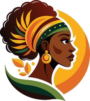 An african woman with a headdress and earrings vector