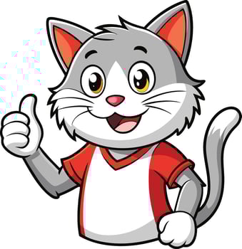 A cartoon cat wearing a red shirt and giving a thumbs up vector