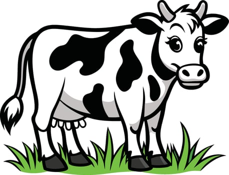 A cartoon cow standing in the grass vector