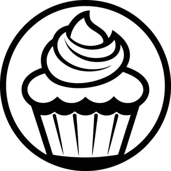 A black and white cupcake in a circle vector