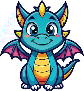 Cute cartoon dragon illustration vector