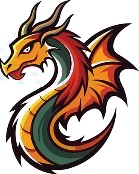 A dragon mascot with a long tail vector