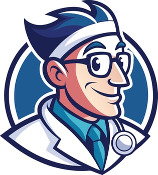 A cartoon doctor wearing glasses and a tie vector