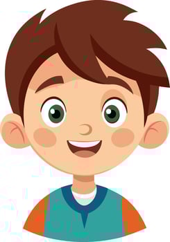 A cartoon boy with brown hair and green eyes vector