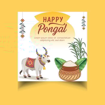 Pongal Festival Greetings Social Media Post Design vector