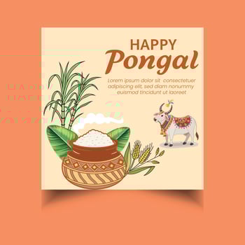 Happy Pongal social media post template vector