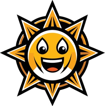 Sun smiley icon logo vector