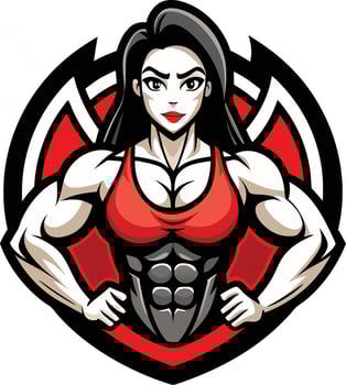 A female bodybuilde with a red and black top vector