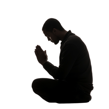 A man praying against a transparent background png