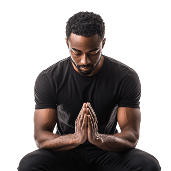 A man praying against a transparent background png