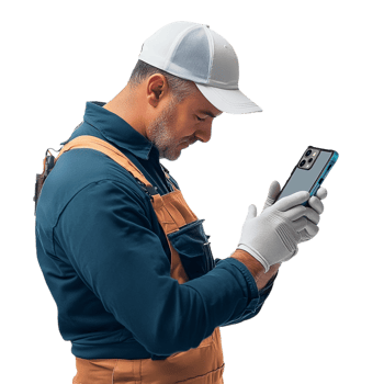 A man repairing a mobile phone against a transparent background png