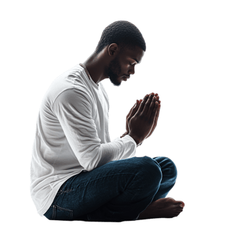 A man praying against a transparent background png