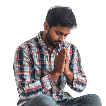 A man praying against a transparent background png