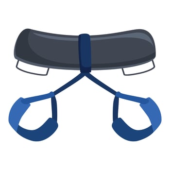 Climbing harness protecting climbers during ascent on rock face vector