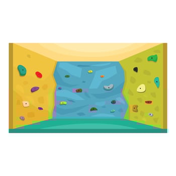 Climbing wall with colorful holds in a gym setting vector