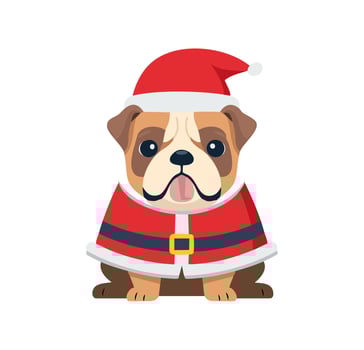 Cute Bulldog with santa costume vector