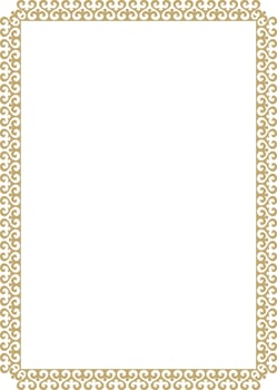 golden square Kazakh national ornament. Ethnic pattern of the peoples of the Great Steppe, vector