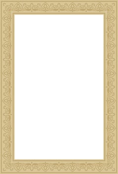 square gold ancient Russian ornament. Slavic rectangle, border, frame. Painting of the royal chambers. vector