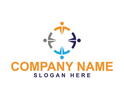 Creative Life Coach Logo with People Icon and Motivation Symbol vector