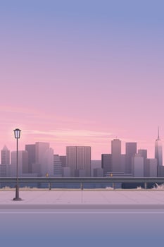 Cityscape view from sidewalk have silhouette skyscraper and dramatic sky vertical background graphic illustration. vector