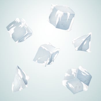 Ice and snow blocks. Transparency ice cubes and pyramids. White background. vector