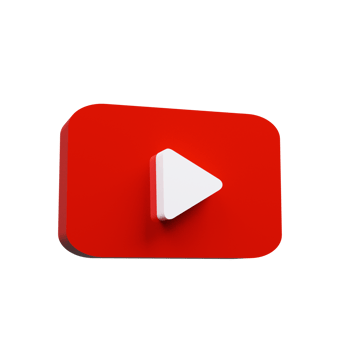 Youtube logo red and white 3d render icon png