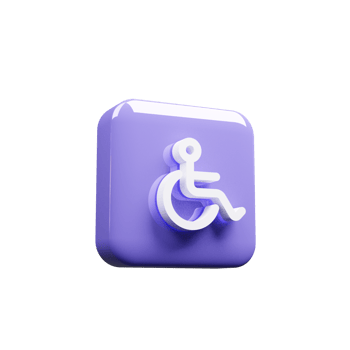Disability blue and white 3d render icon png
