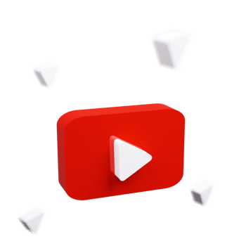 White and red color of youtube logo 3d render png