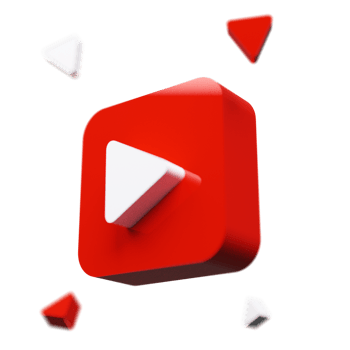 Play button youtube 3d render png