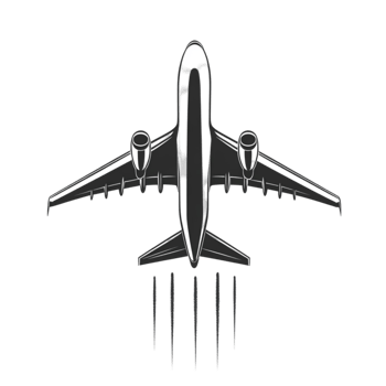 A black and white drawing of an airplane png