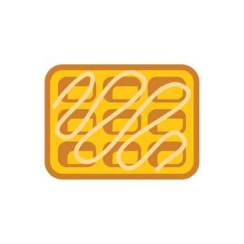Square waffle with syrup drizzled on top graphic illustration vector