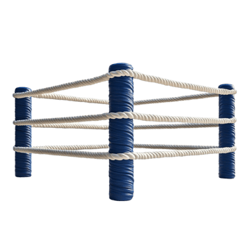 A boxing ring with ropes and blue poles png
