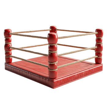 A red boxing ring with ropes on it png