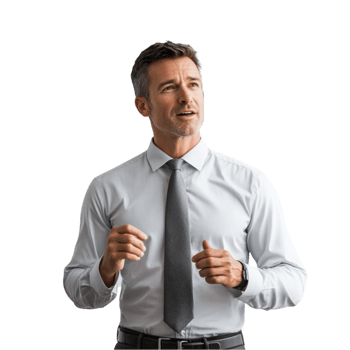 A man in a shirt and tie is gesturing png