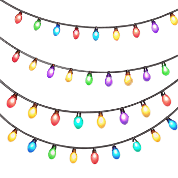 Colorful Christmas Lights on a String for Holiday Decor png