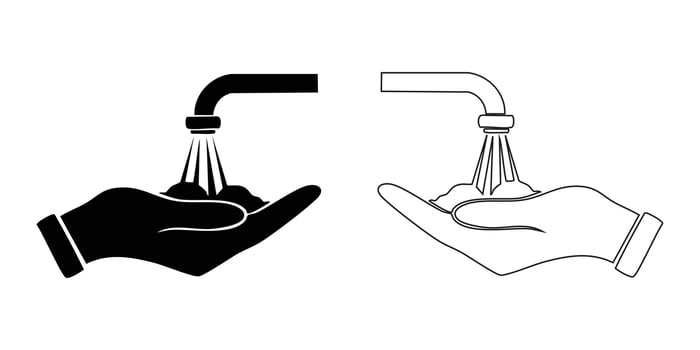 tap - icon, silhouette design, water tap set. vector