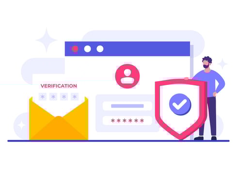 Two-step verification flat illustration template, OTP, Authentication password, One-time password for secure login for a account or app, Login page vector