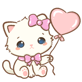 Cat heart balloon Hand drawn illustration Valentines day style white kawaii cat kitty kitten pastel color isolated on transparent background, perfect for valentines day gifts, nursery decorations png