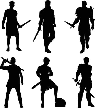 Warrior man silhouette vector