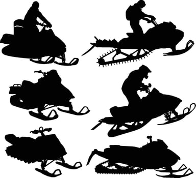 snowmobile silhouette set vector