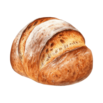 Watercolor Painting of a Crusty Artisan Bread Loaf png