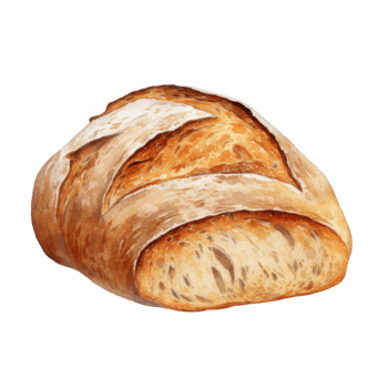 Watercolor Painting of a Crusty, Golden-Brown Artisan Loaf of Bread png
